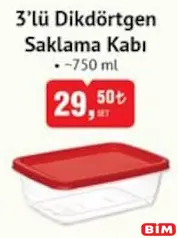 3’LÜ DİKDÖRTGEN SAKLAMA KABI 750 ML